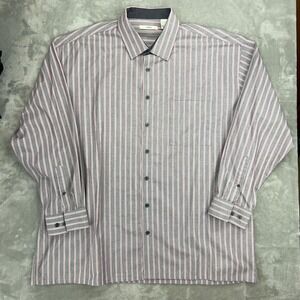Moda Campia Moda Mens 2XLT Grey Pink Striped Long Sleeve Button Down‎ Shirt Tall